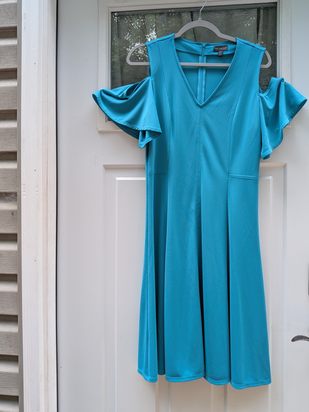 The Limited Teal V-Neck Cold-Shoulder Midi Dress Athletic Casual